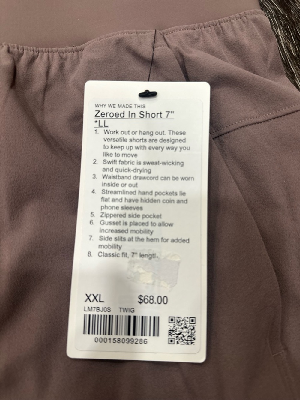NWT Lululemon Zeroed In Short 7" Linerless Twig Mauve Size XXL Mens Gym Workout - Picture 6 of 8